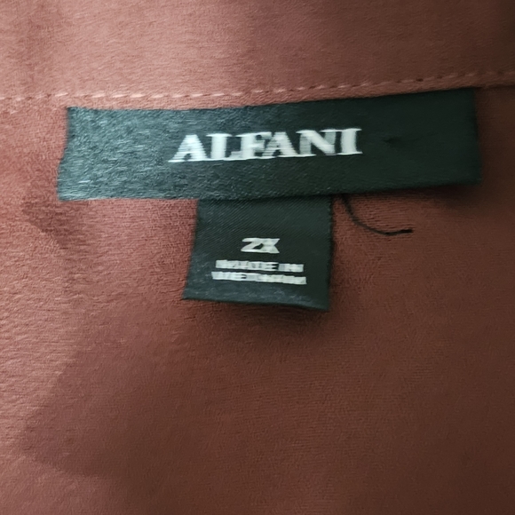 ALFANI Women's  Button-down Brick Red Tunic Blouse 2X - Picture 5 of 5